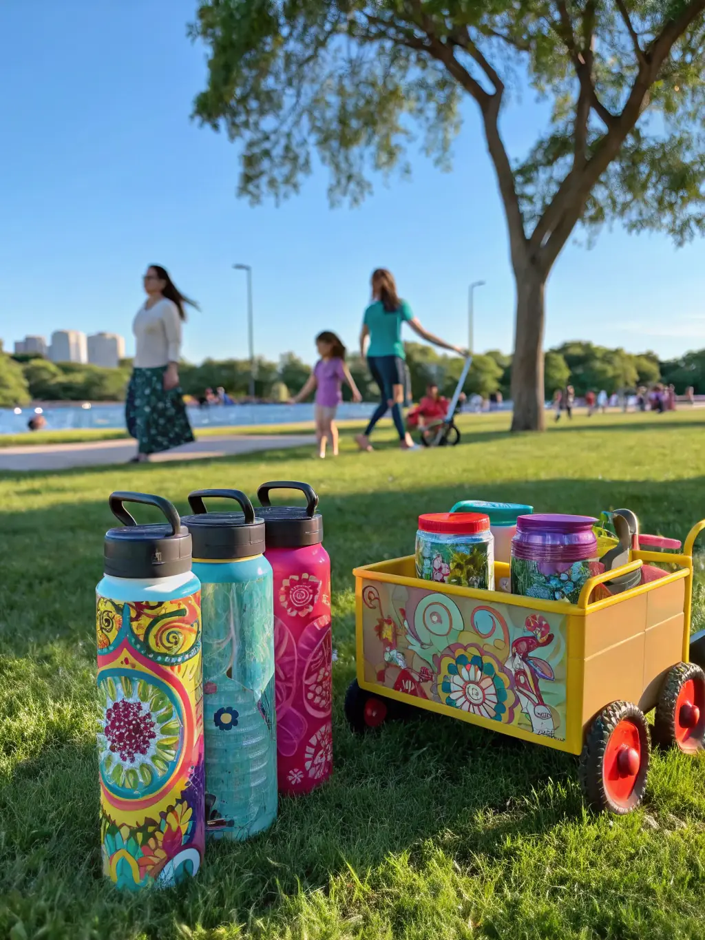 A vibrant photo of colorful kids' water bottles with fun, playful designs, emphasizing the safety and durability of the materials used, ideal for showcasing YIN ZHUN INTERNATIONAL CO., LTD.'s product range.